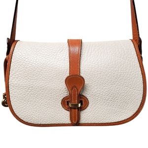 DOONEY & BOURKE Ivory Pebbled Leather Saddle Bag Crossbody